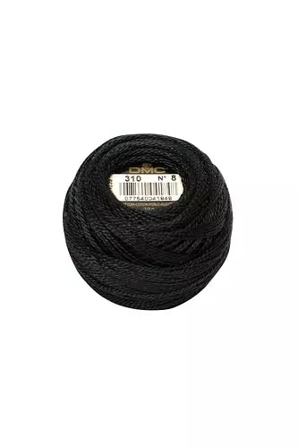 310 Black (Noir) Pärlgarn nr 12